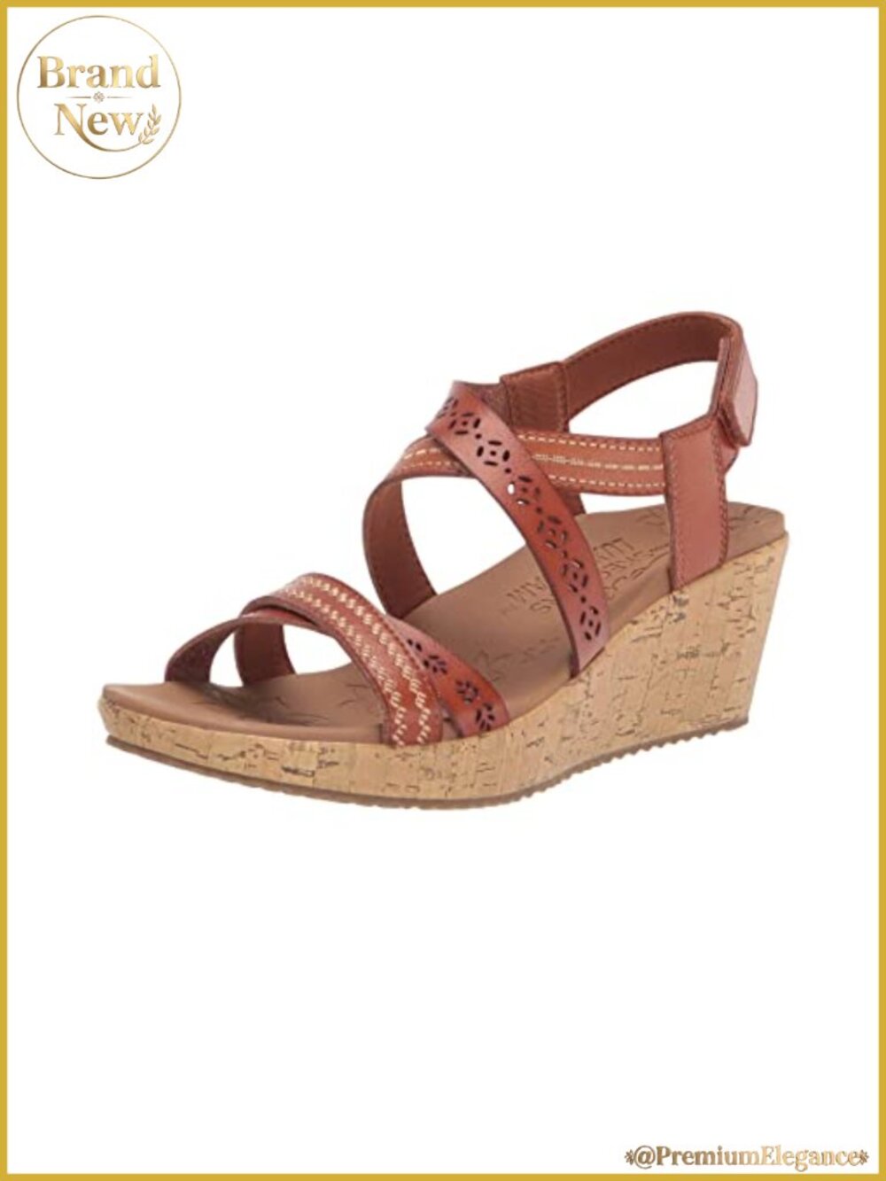 Skechers Beverlee Delicate Glow Sandal Faux Leather Vegan Comfort Wedge Women's
